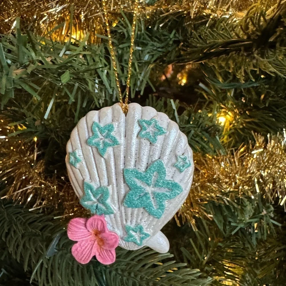 Christmas Ornament: Plumeria Seashell